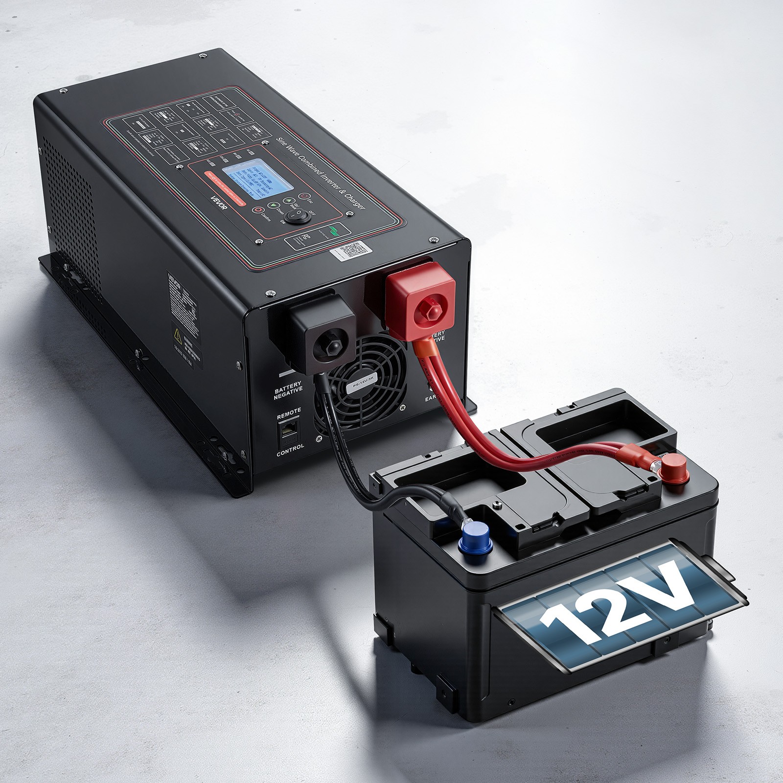 VEVOR Pure Sine Wave Inverter Charger 3000W DC 12V to AC 120V Power Inverter LCD