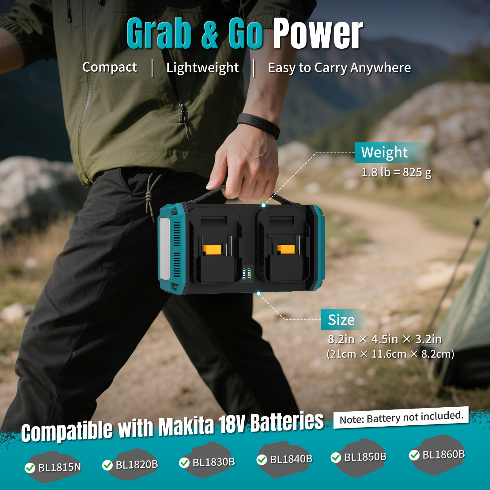 350W Dual Battery Power Inverter for Makita 18V 140W USB-C PD Pure Sine Wave