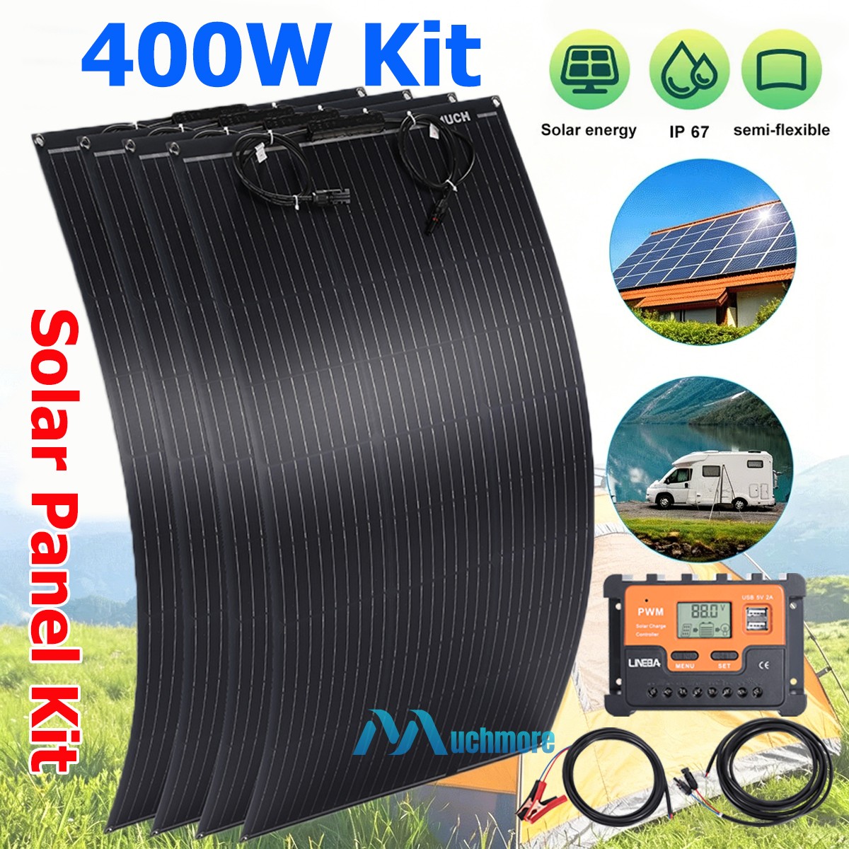 5000W Solar Panel Kit Solar Power Generator with Inverter Home 110V Grid System