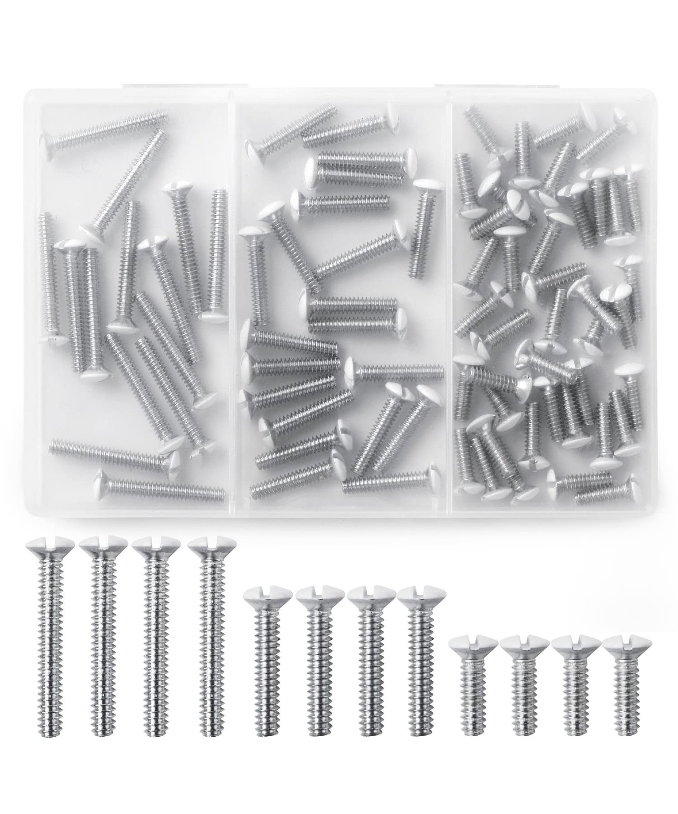 Bates- Wall Plate Screws, 75 Pack Assorted Size, 1″, 3/4″, 1/2″, Silver