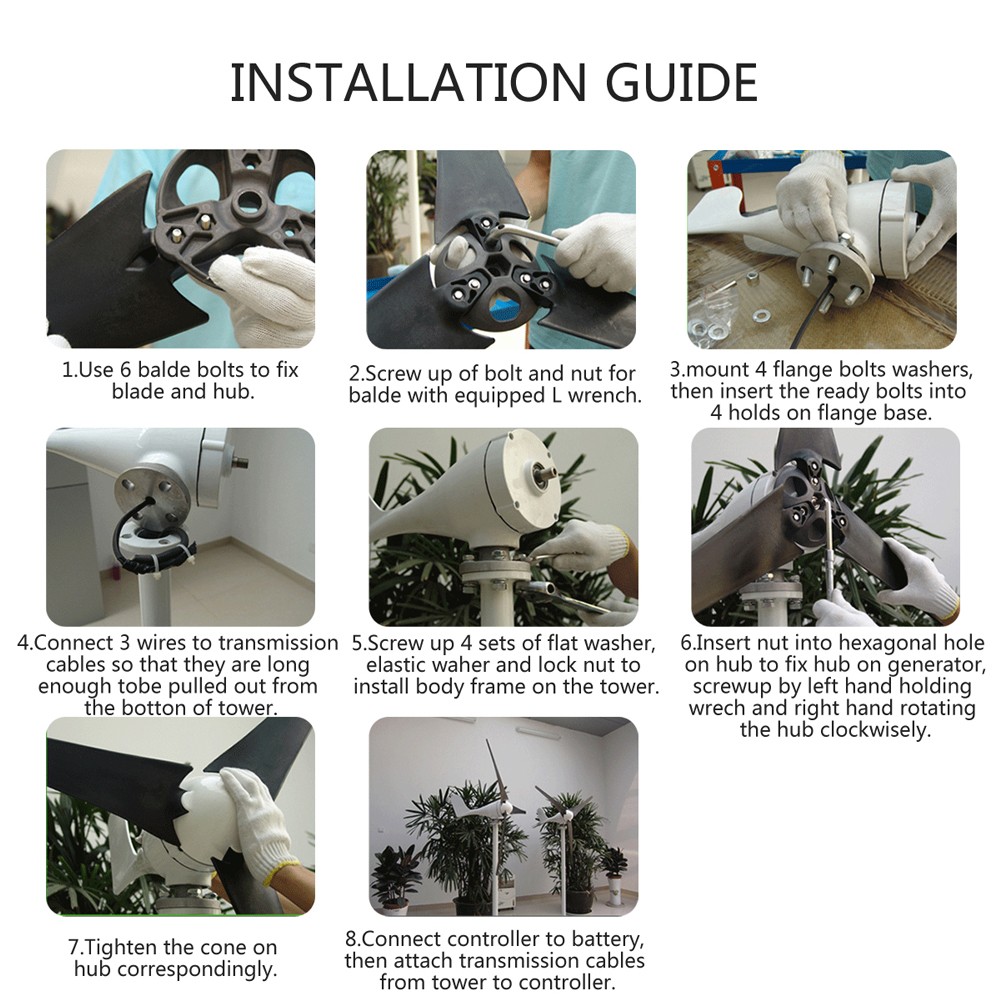 3KW 48V Wind Turbine Windgenerator Home Garden Boat Street Motor Windmill Power