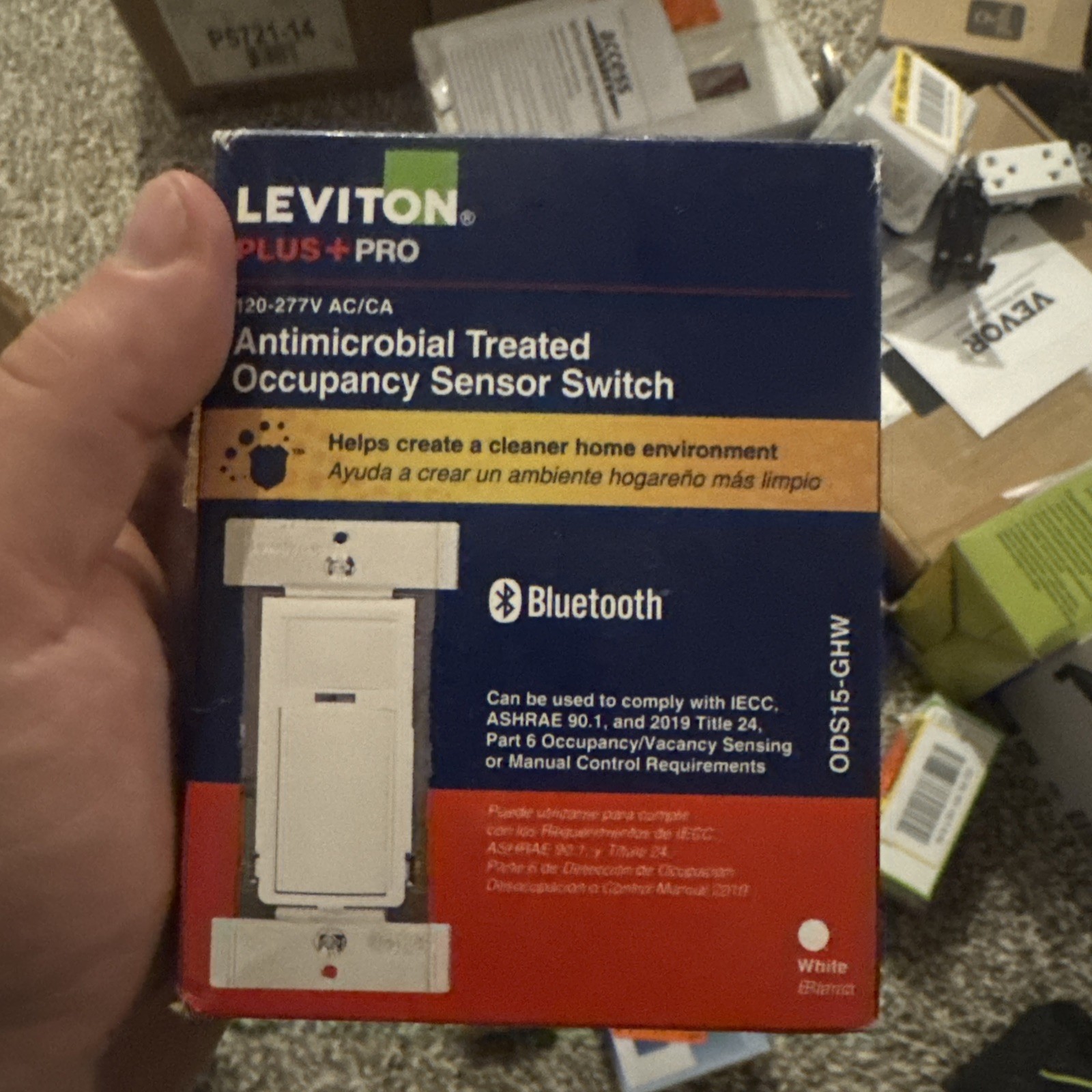 LEVITON Plus Pro Antimicrobial Treated Occupancy Sensor Switch R60-ODS15-GHW