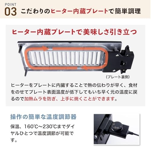 Peacock DINING Robata Electric Grill Compact Temperature-Controlled Tabletop Hot