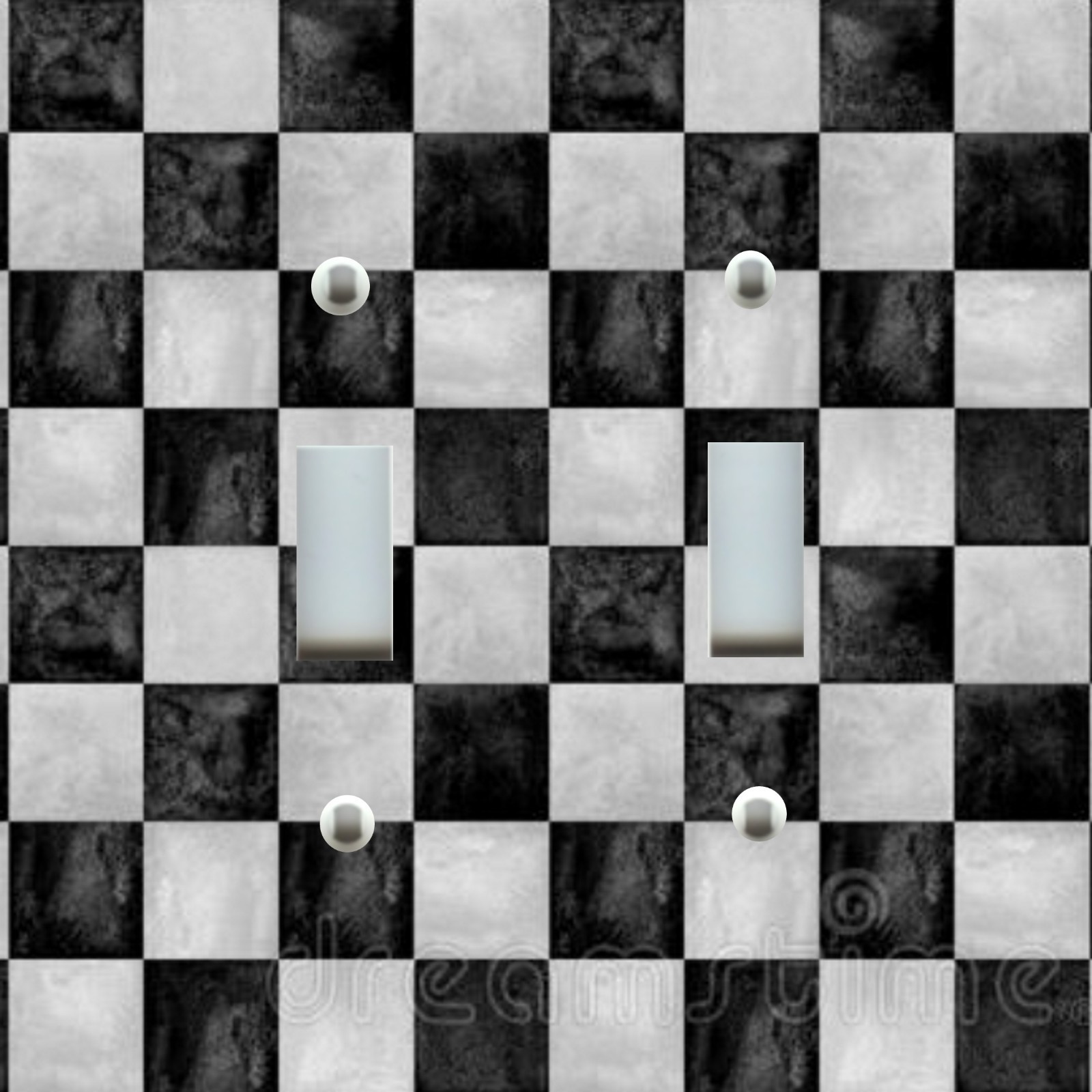 Light Switch Plate Cover HOME DECOR BLACK WHITE GRAY CHECKER BOARD PATTERN