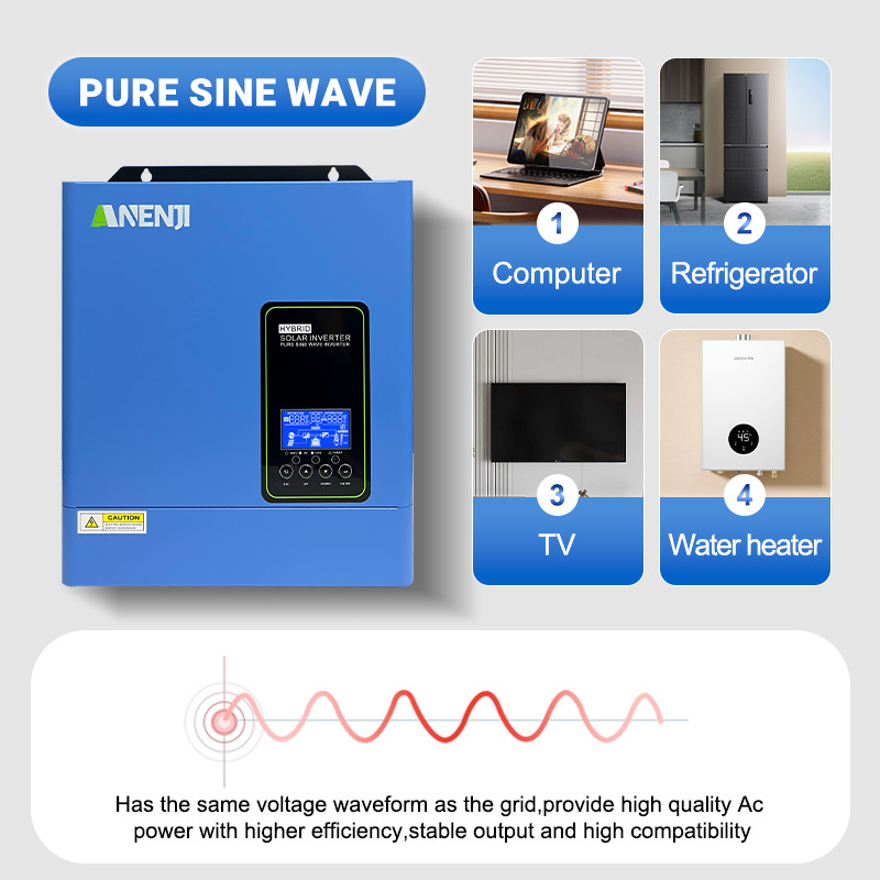 US 4200W 24V Solar Hybrid Inverter 110V 120V Pure Sine Wave 120A MPPT Controller