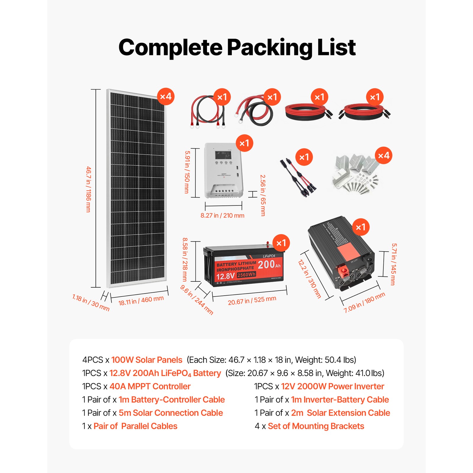 Uimoso 400W 12V Solar Power Kit with Panels, Battery, Controller, and Inverter