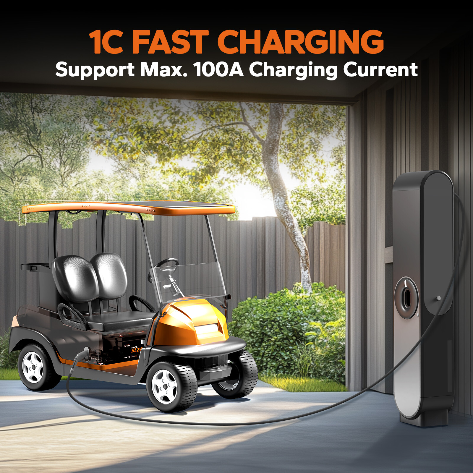 LiTime 48V 100Ah Smart Low Temp Lithium LiFePO4 Battery For Golf Cart 5kW Motor