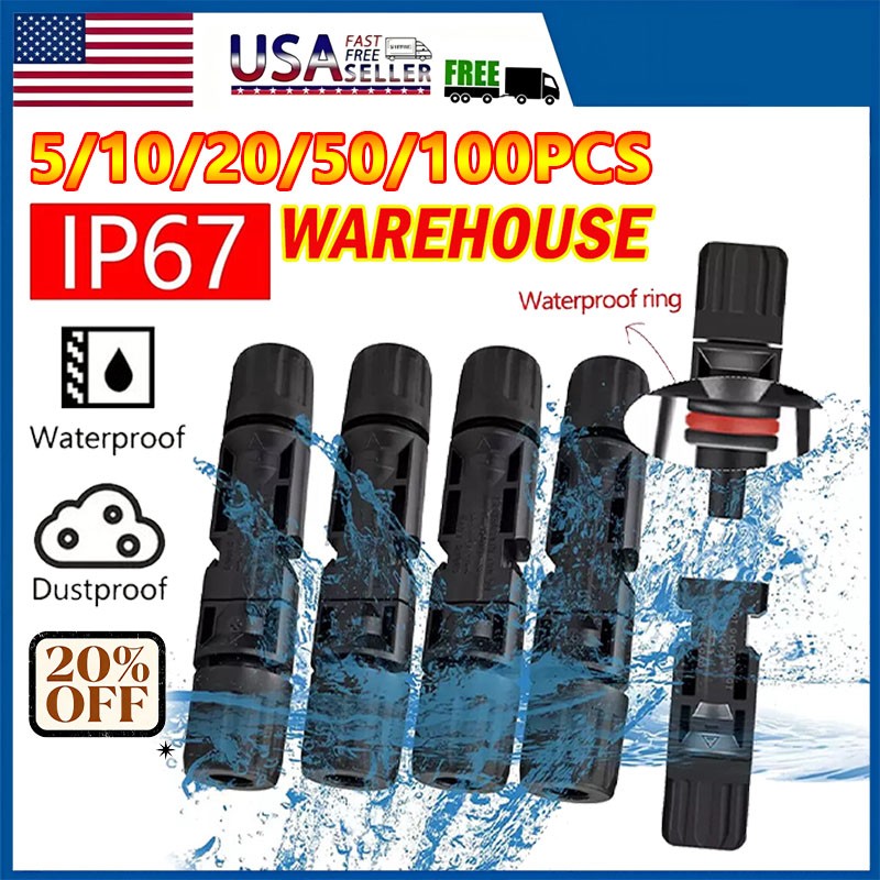 5-100Pcs Male Female Wire Cable Connector Set Solar Panel Waterproof Connectors