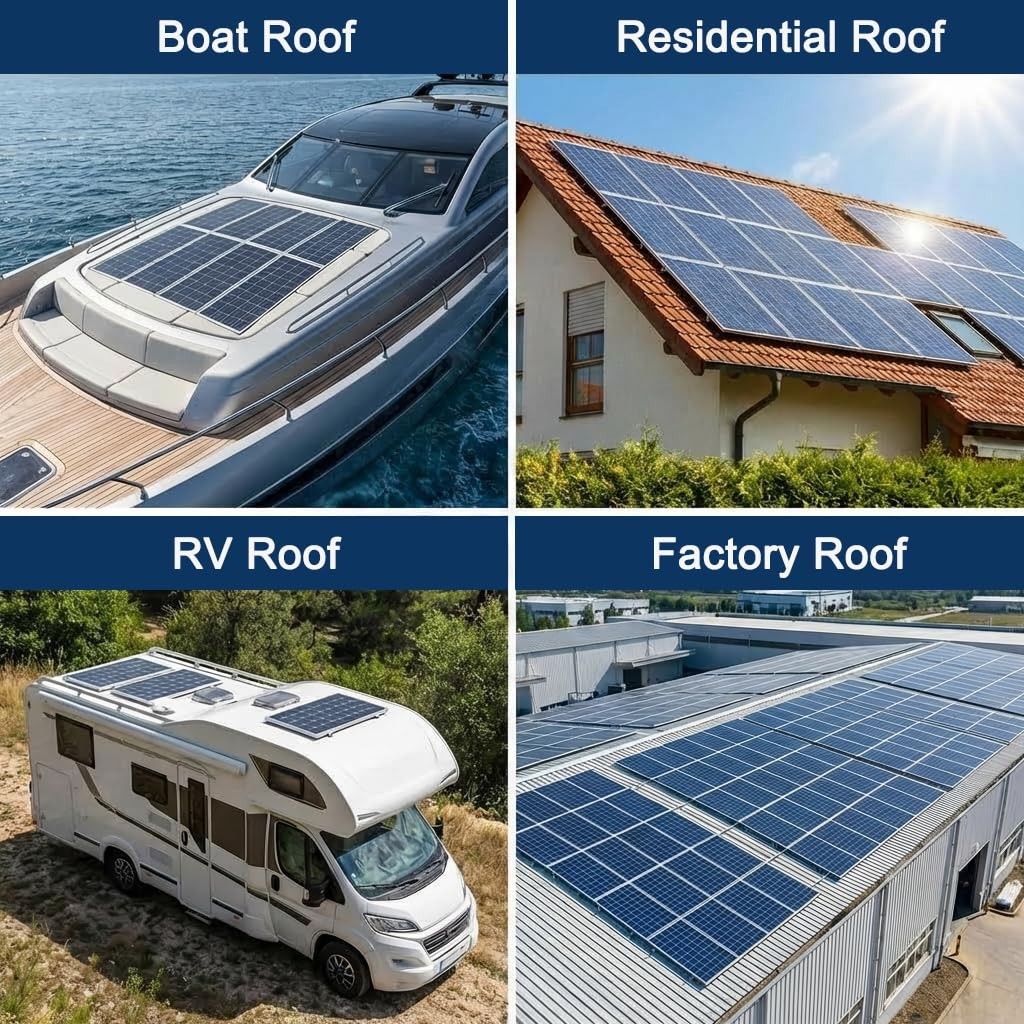 Solar Panel Mounting Kit for 1.18″ & 1.38″ Thickness, Aluminum Rails, Roof Mount