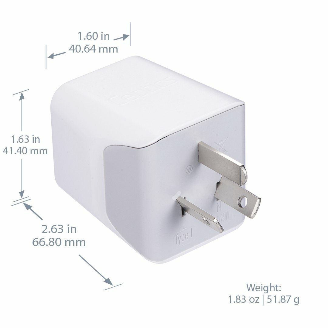 Ceptics USA to Australia, China Travel Adapter Plug – Type I – Dual USB (CTU-16)
