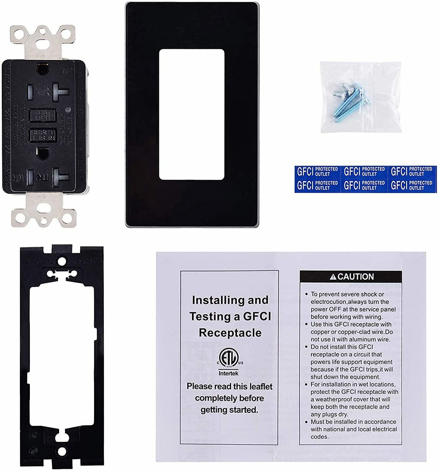 GFCI Outlet 20 Amp LED Indicator TR Weather Resistant Receptacle Outdoor Black