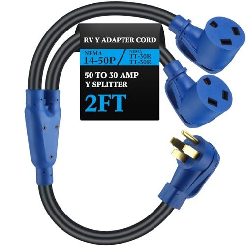RV Y Adapter Power Cord Compatible with NEMA 14-50P 14-50P to TT-30R & TT-30R