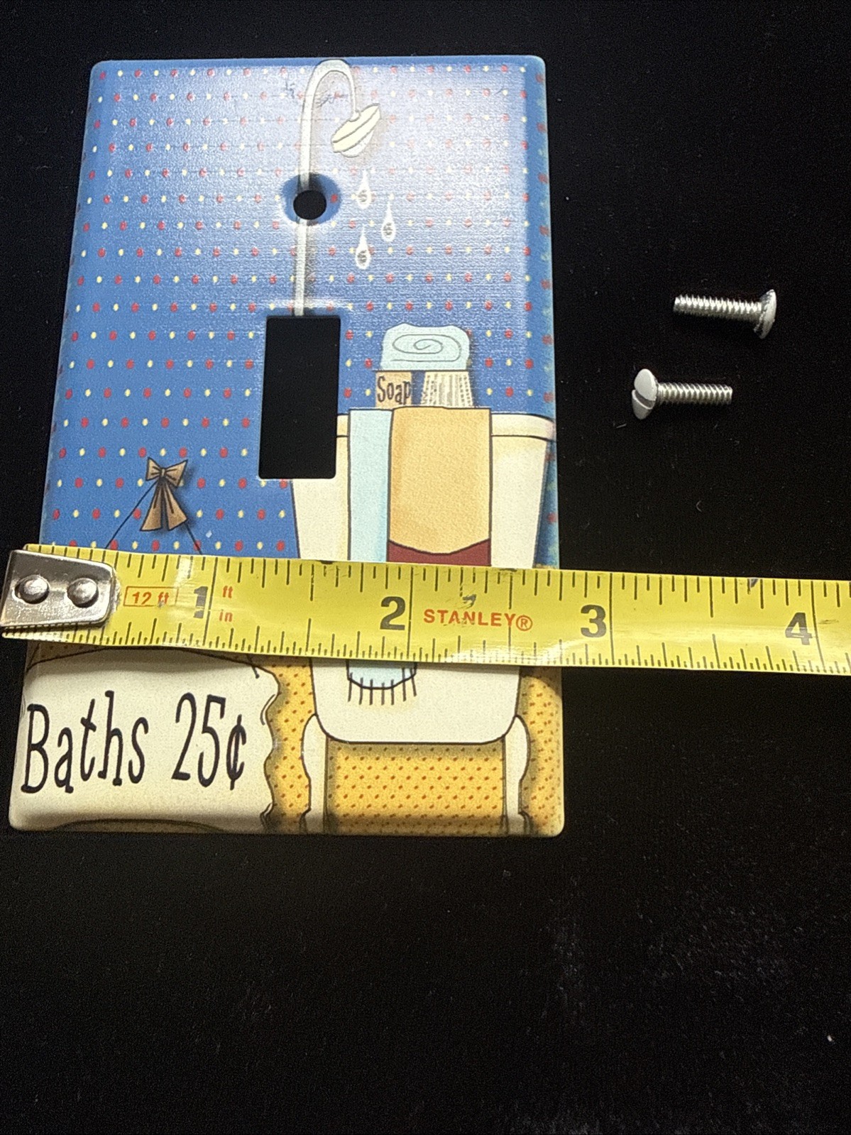 RETRO VINTAGE Bath 25 Cents BATHROOM SINGLE LIGHT SWITCH WALL PLATE NY DECOR