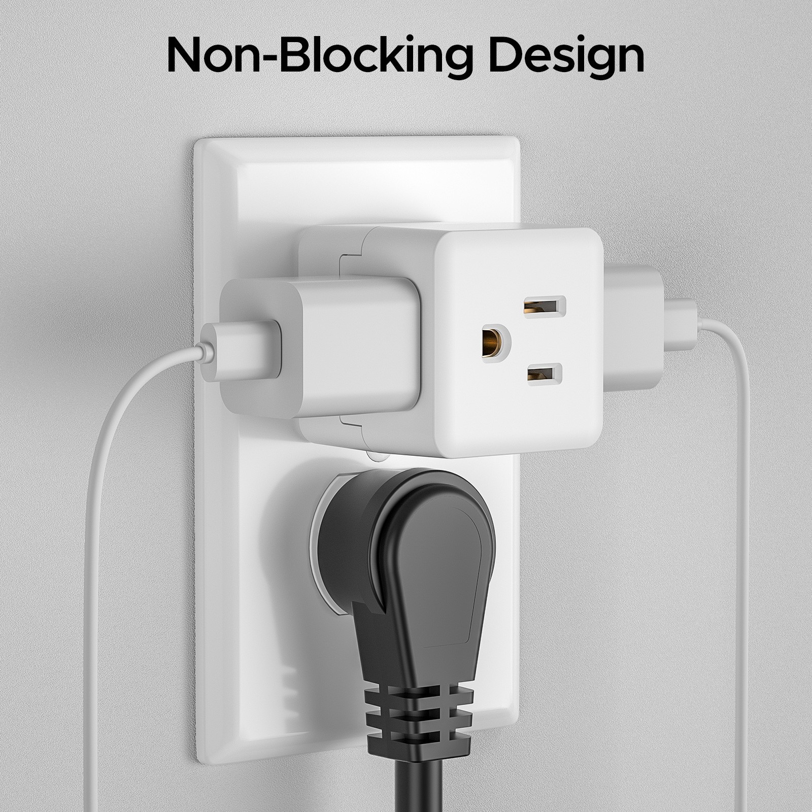 [ETL Listed] 3 Outlet Extender Indoor Grounded AC Power Wall Tap Adapter Plug