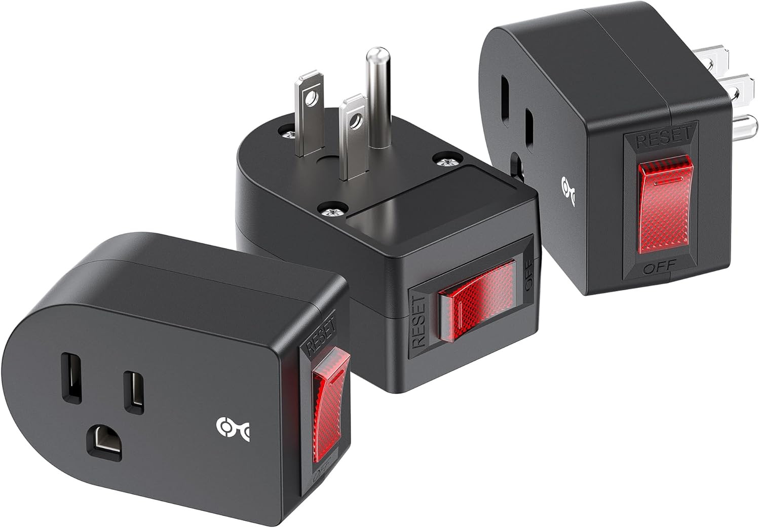 [ETL Listed] 3-Pack Grounded Outlet Switch with on Off, Plug Switch on Off, Sin