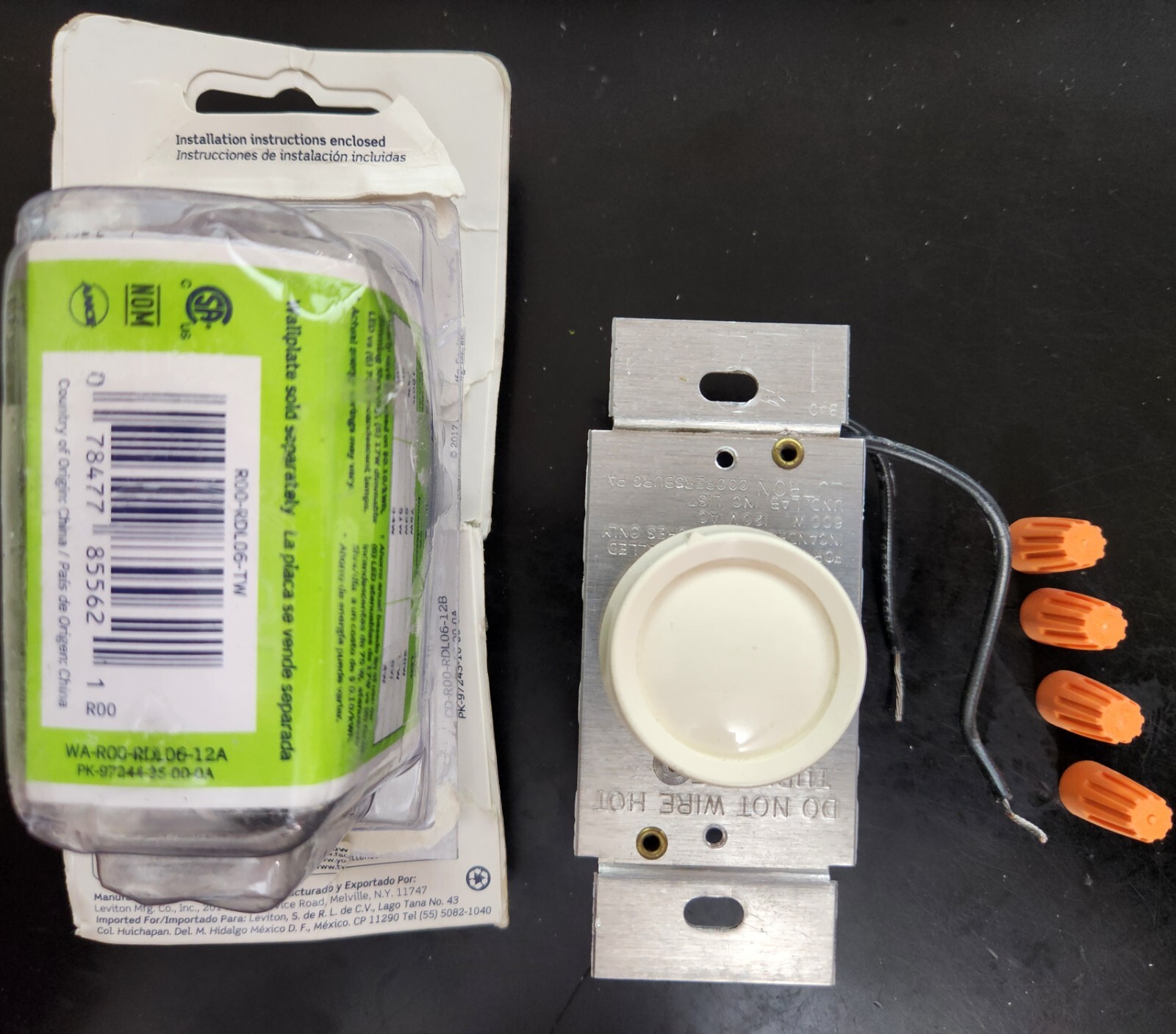 Leviton R00-RDL06-0TW Rotary Dimmer push on/off Light Almond