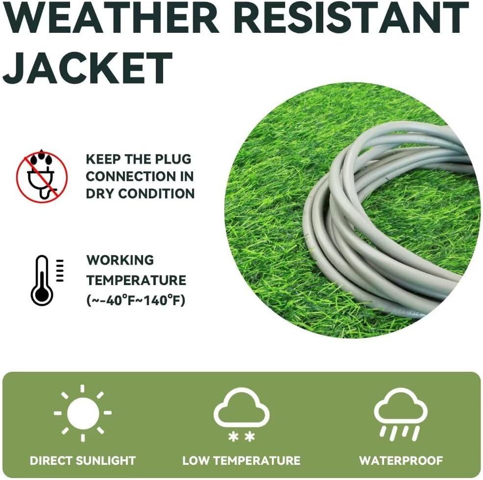 Indoor Outdoor Extension Cord, 12 Gauge 3 Prong Weatherproof Heavy Duty Gray Ext