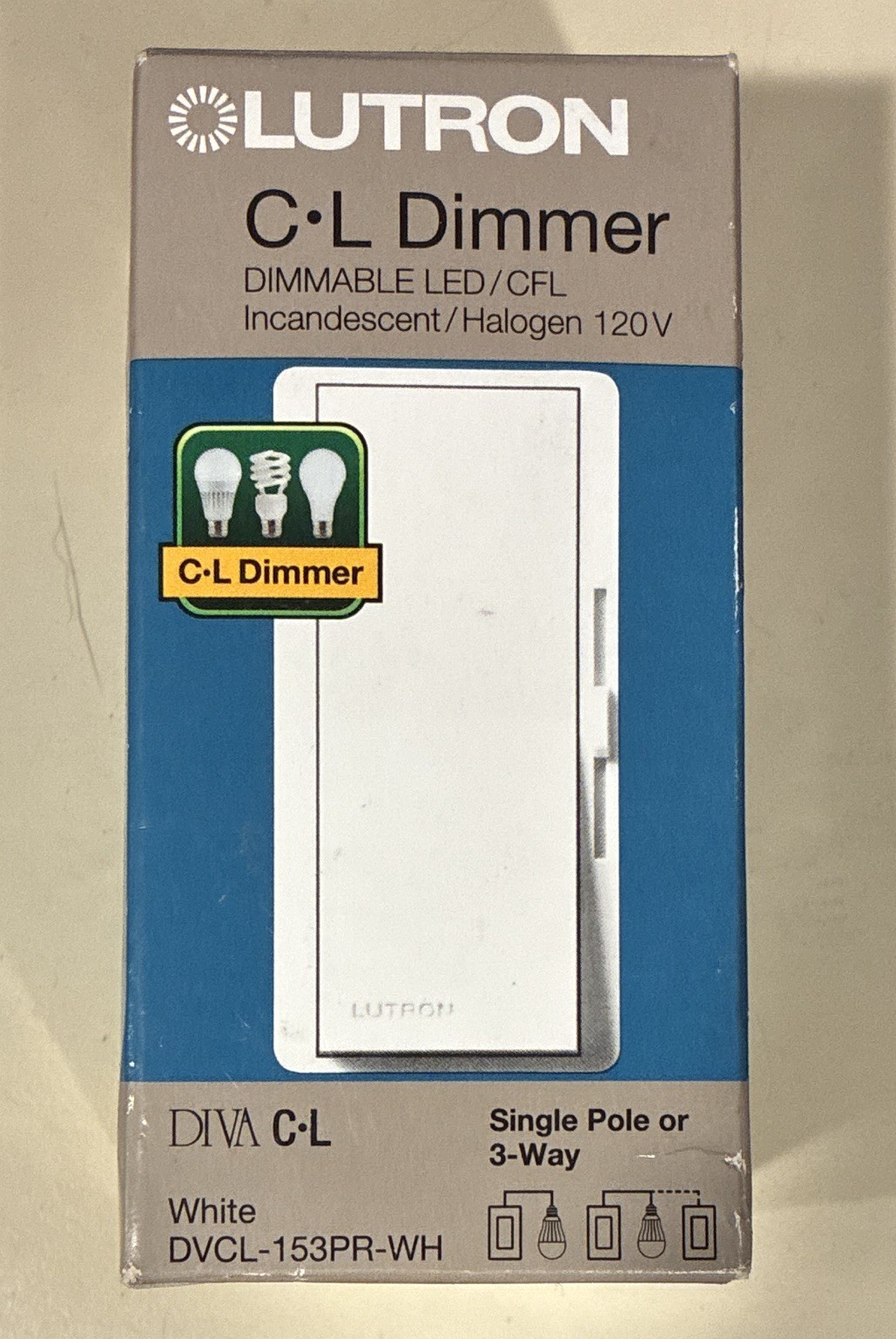 Lutron Diva C-L Dimmer Switch Single Pole/3-Way dimmable LED/CFL white 120V