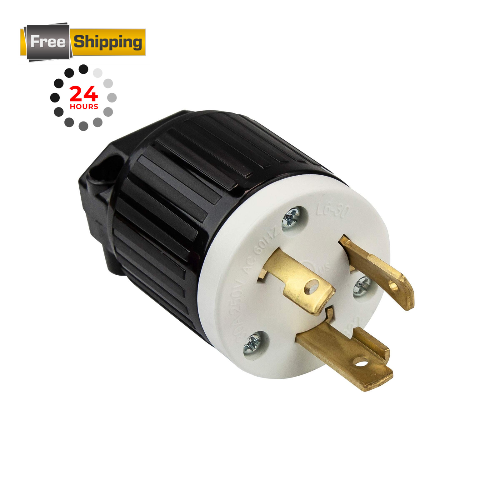 ENERLITES NEMA L6-30P Locking Plug Connector for Generator, 1 Pack, Black
