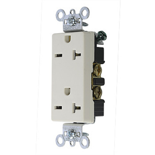 Heavy-Duty Decorator Spec Grade Receptacle Back Side Wire 20A 250V light almond