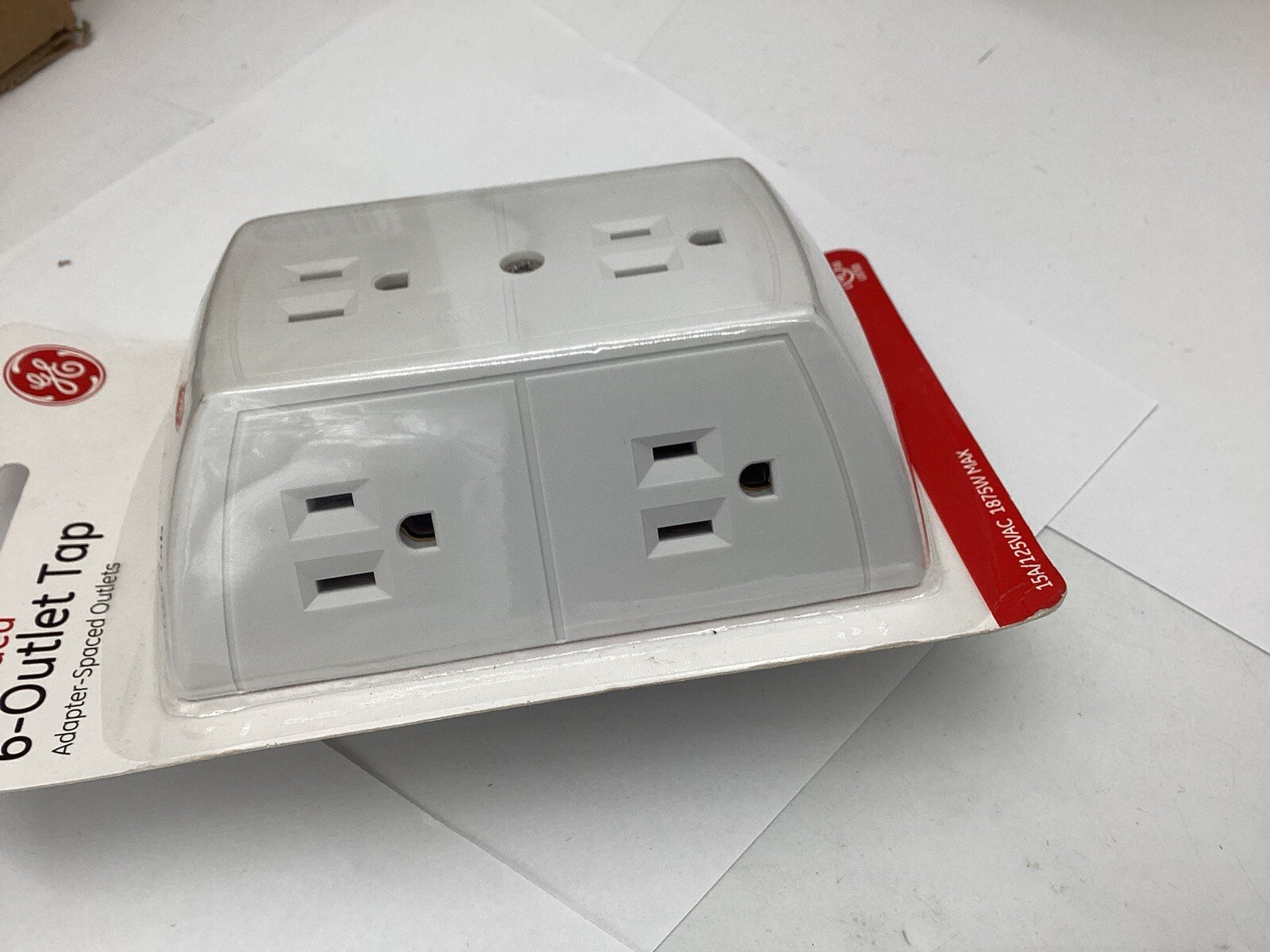 GE Grounded Adapter Spaced Six 6 Outlet Converter Wall Electrical Socket LOT x15