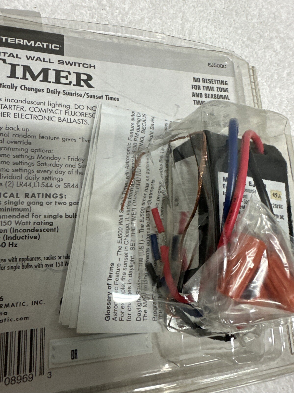 Intermatic Indoor Digital Wall Switch Timer Lighting Control 7 Settings EJ500