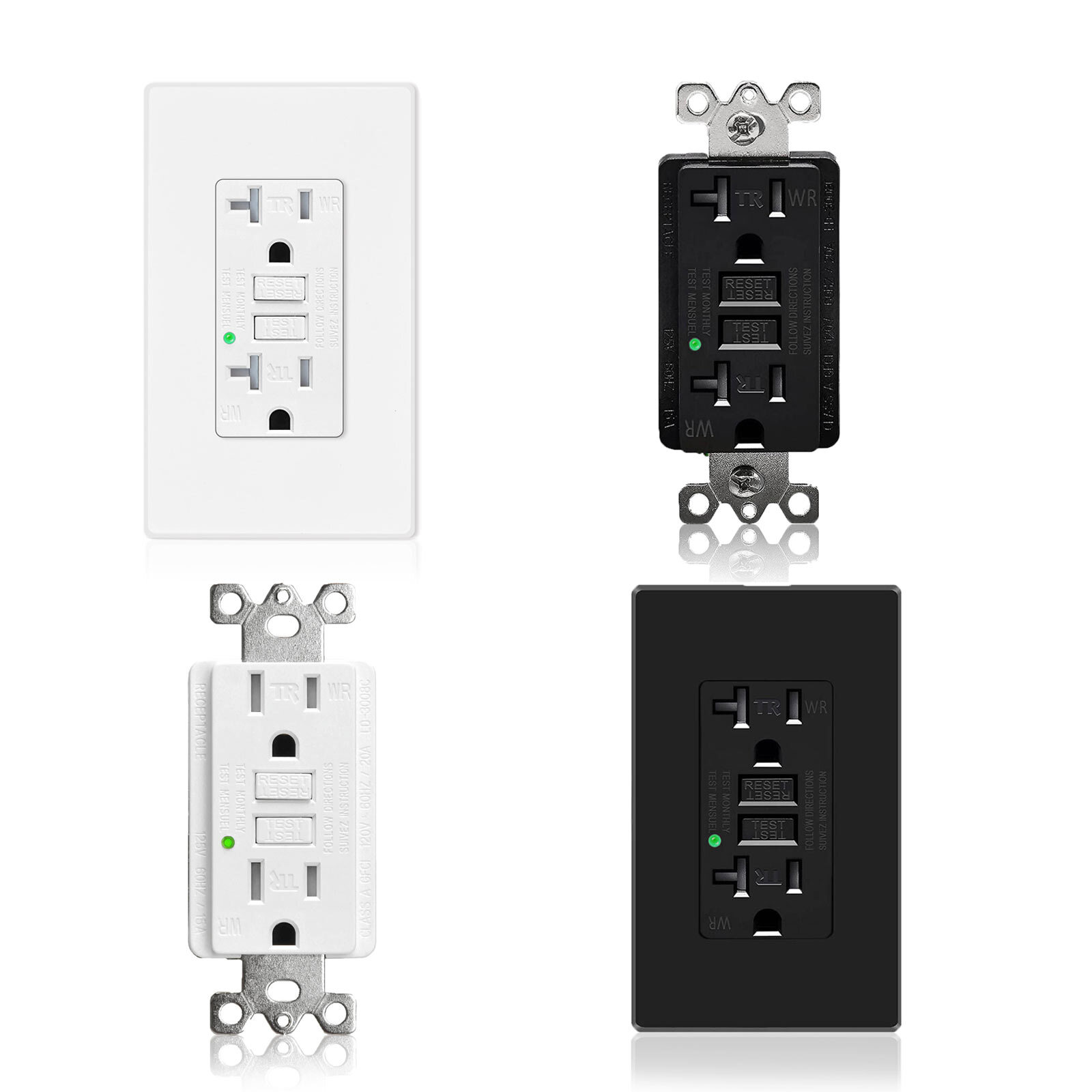 15A/20AMP GFCI Receptacles Outlet Wall Tamper Resistant Weather Resistant Panel
