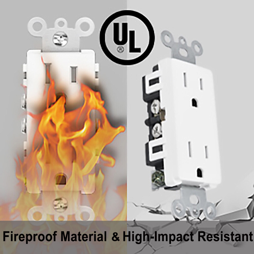 Decorator Wall Receptacle Outlet Self-grounding 15A 125V 3 Wire 5-15R UL 24Packs