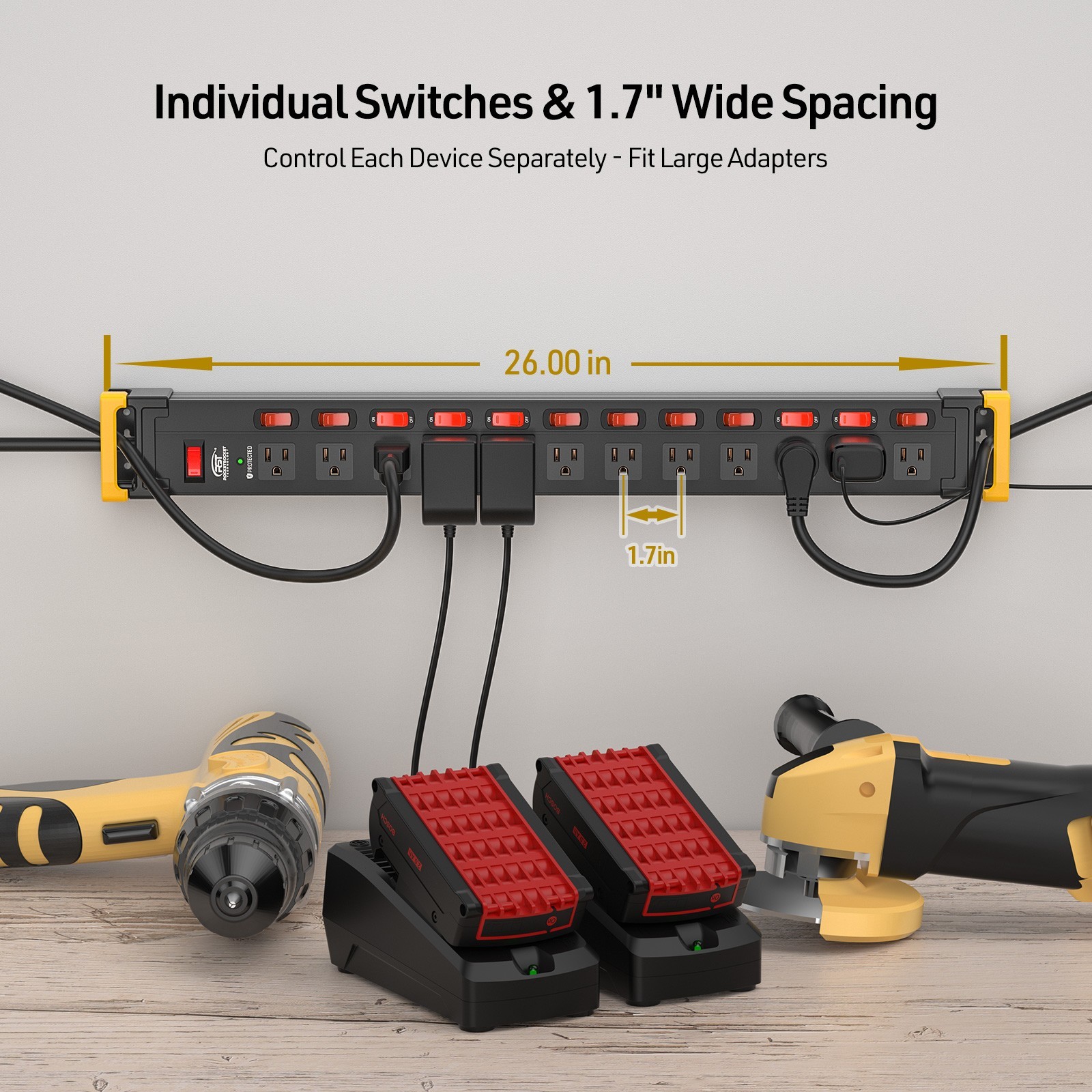 Heavy Duty 12-Outlet Surge Protector Power Strip,9FT Cord,15A/1875W,ETL Listed