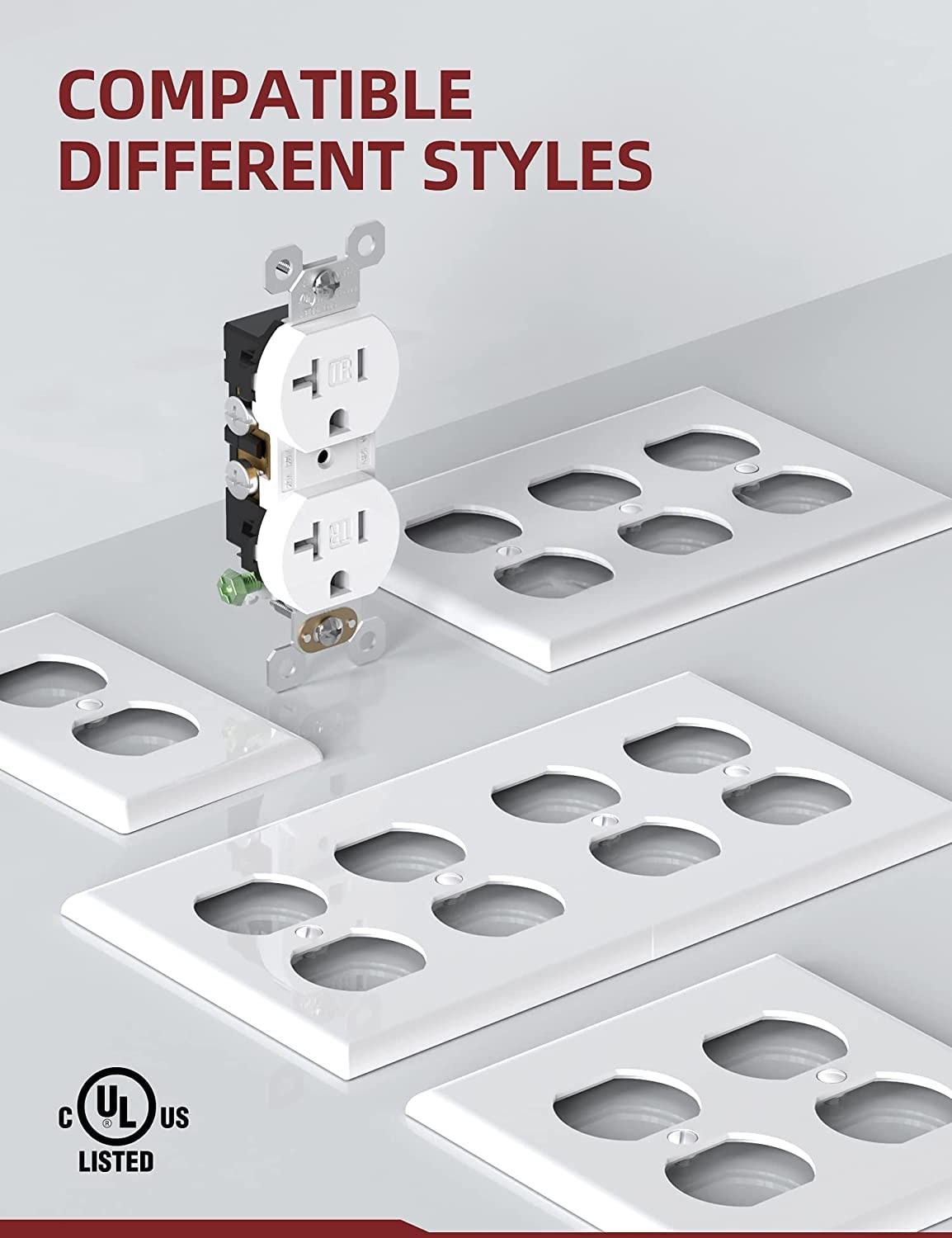 AIDA 20 Amp Outlets Duplex Electrical Receptacle Outlets,Tamper Resistant,Heavy-