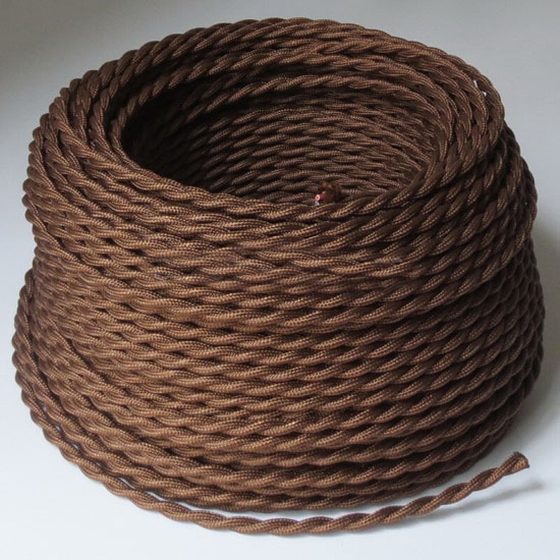 1M 2-Core Braided Fabric Electrical Wire Vintage Antique Brown Cable