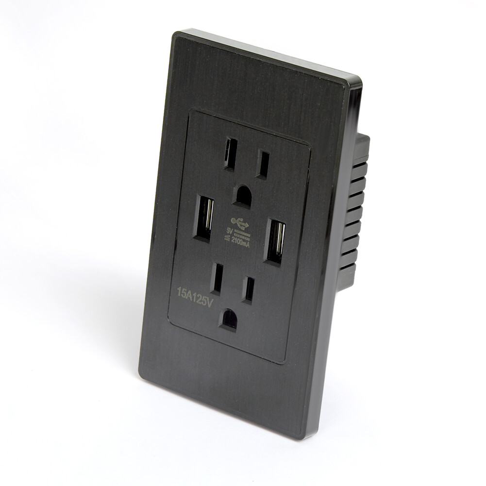 10X Dual USB Port Wall Socket Charger 15A AC Power Receptacle Outlet Plate Panel