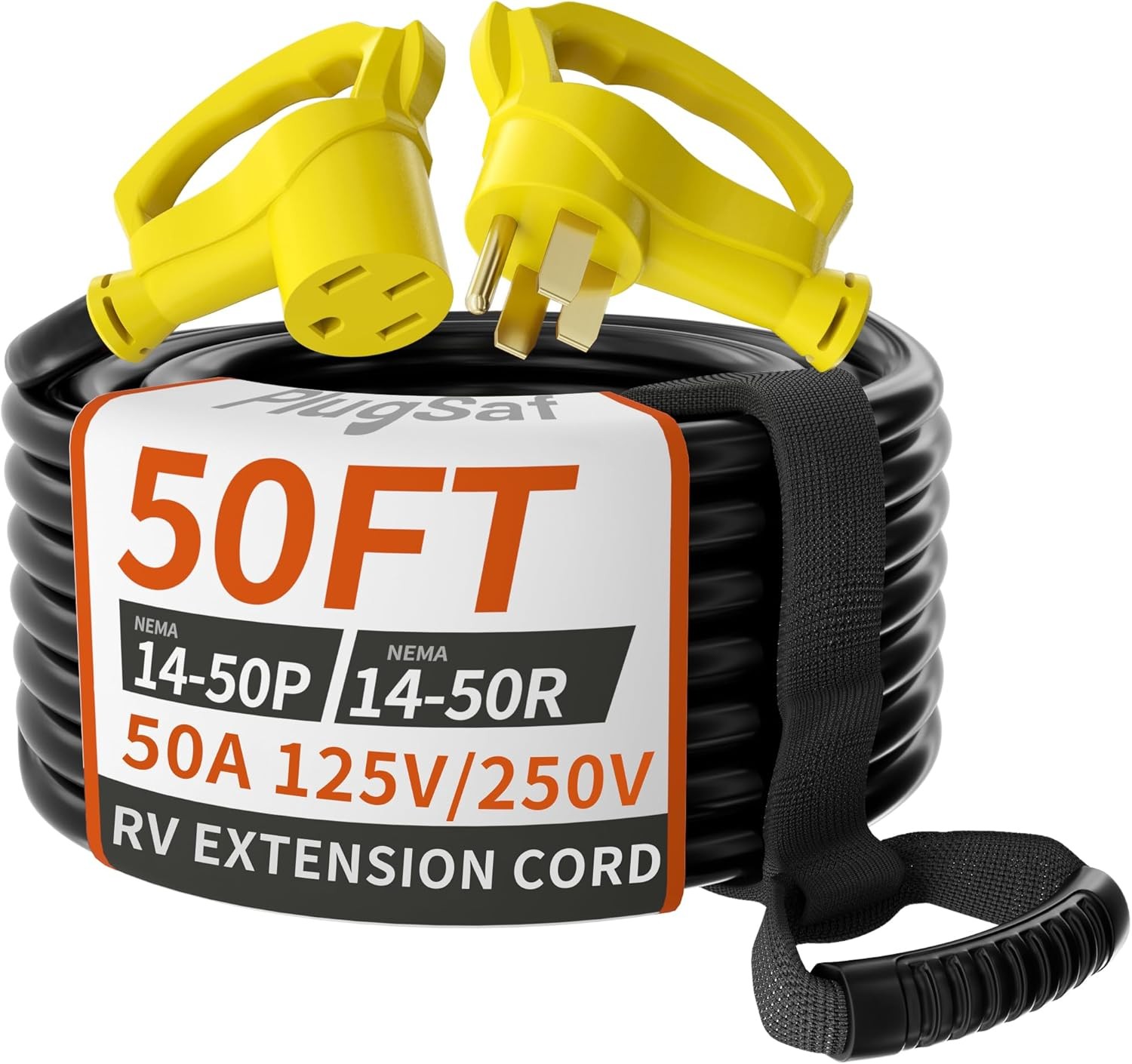 NEMA 14-50P/14-50R 50 FT 50 Amp RV/EV Extension Cord Outdoor with Grip Handle, 4