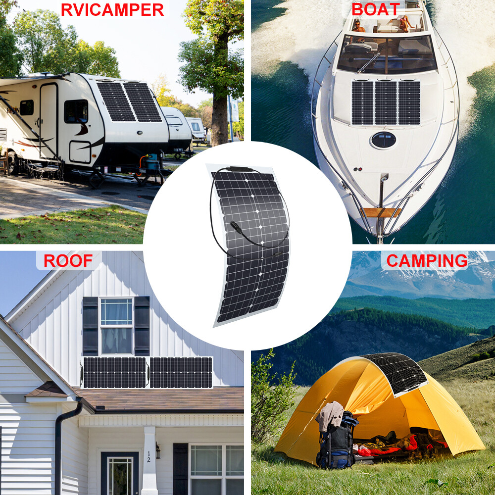 300W Watt Flexible Solar Panel 12V Portable Mono RV Camping Battery Charge Boat