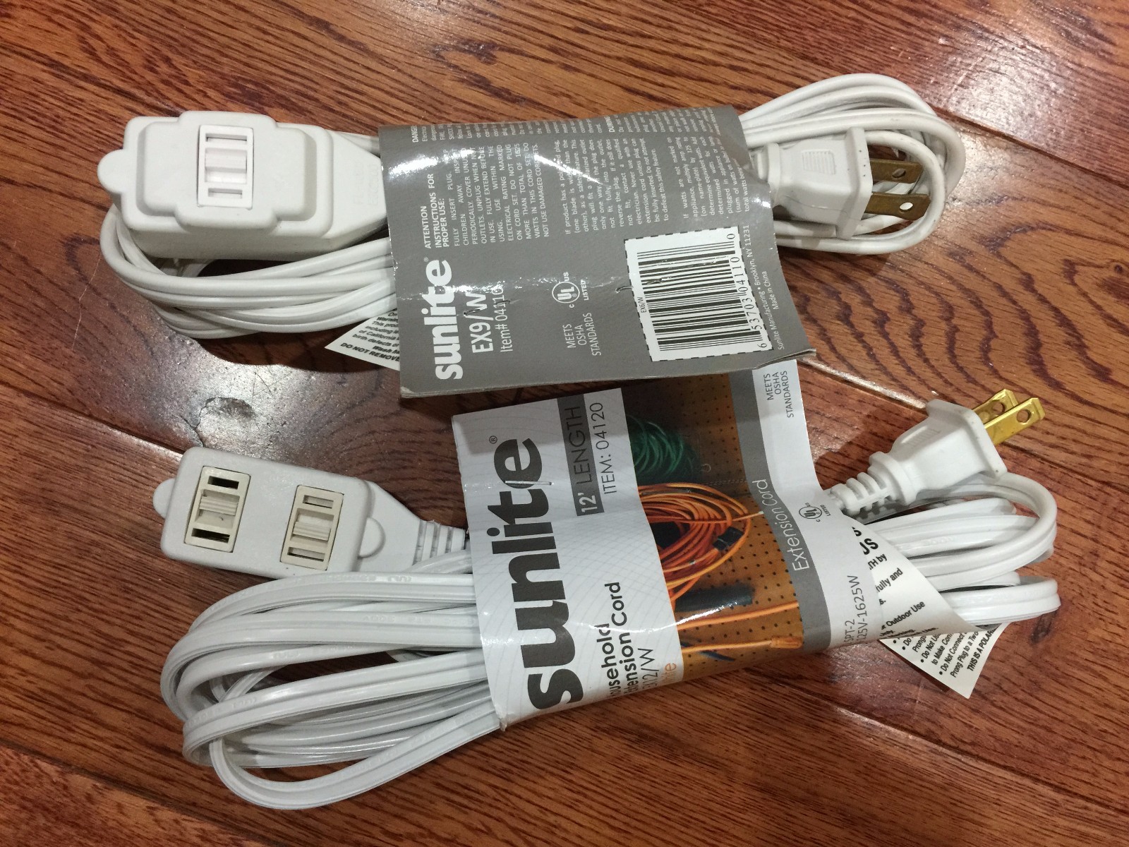 1pc NEW 9ft /12ft /15ft Extension Cord Indoor Wall Cable 12A 125V HOME WHITE