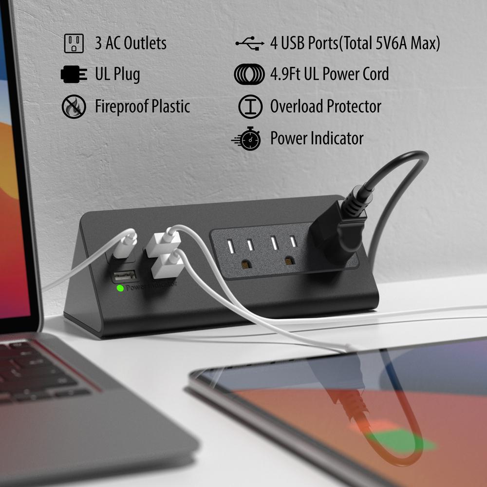 AC Power Type-C Ports Fast Charging Power Strip USB Ports Sockets Home Office