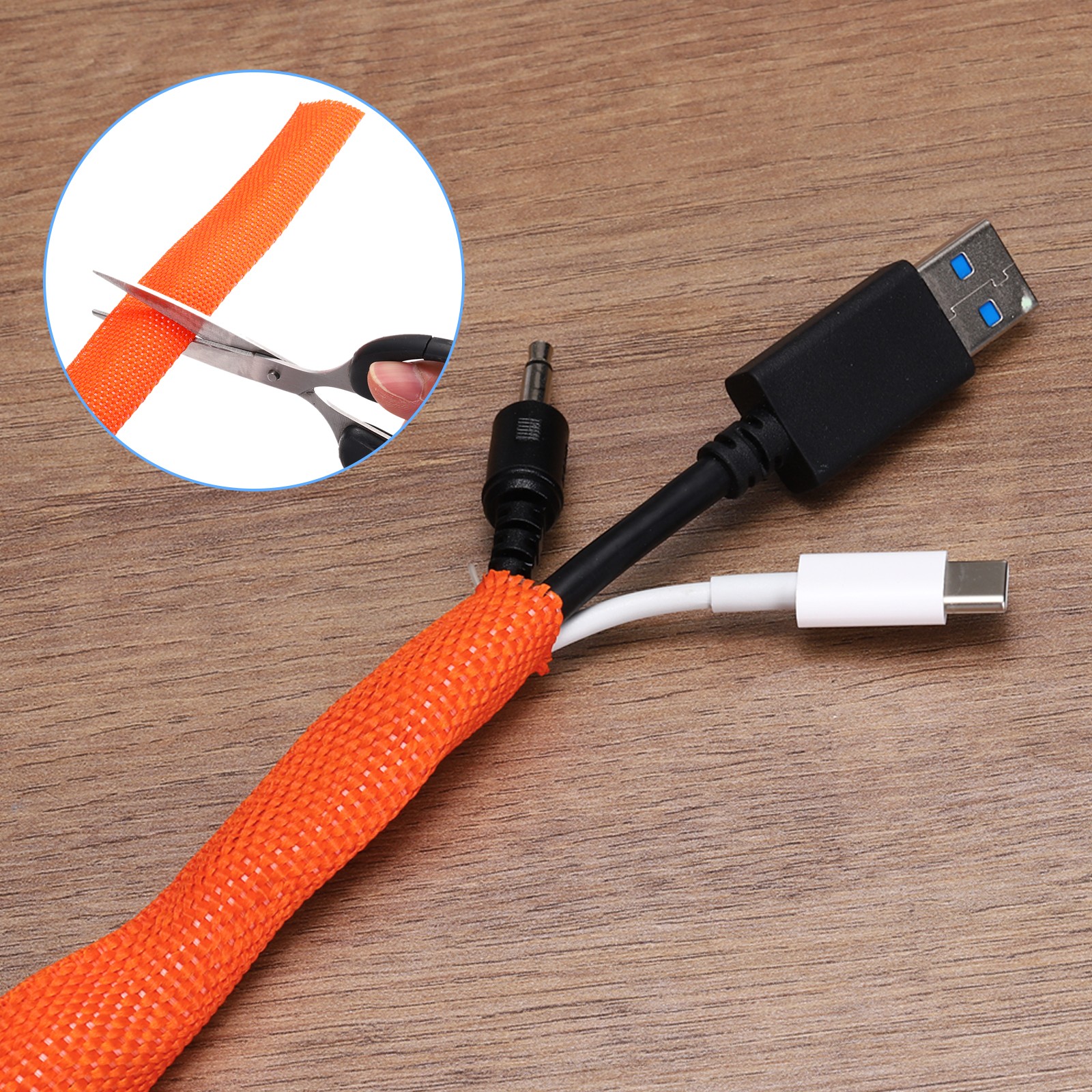 Braided Cable Sleeves Heat Shrinkable Fabric Sleeving 5/16″ 16ft Orange