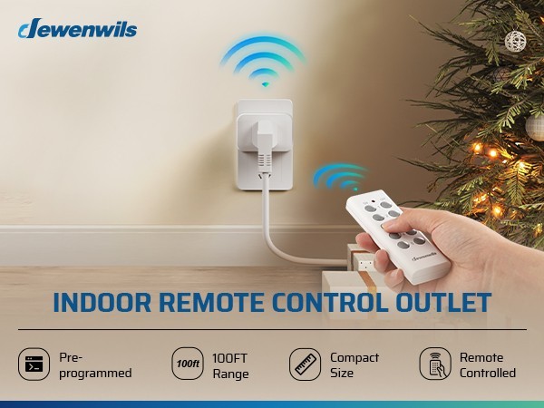 DEWENWILS Wireless Remote Control Outlet,2 Remote 5 Outlets 125V/15A