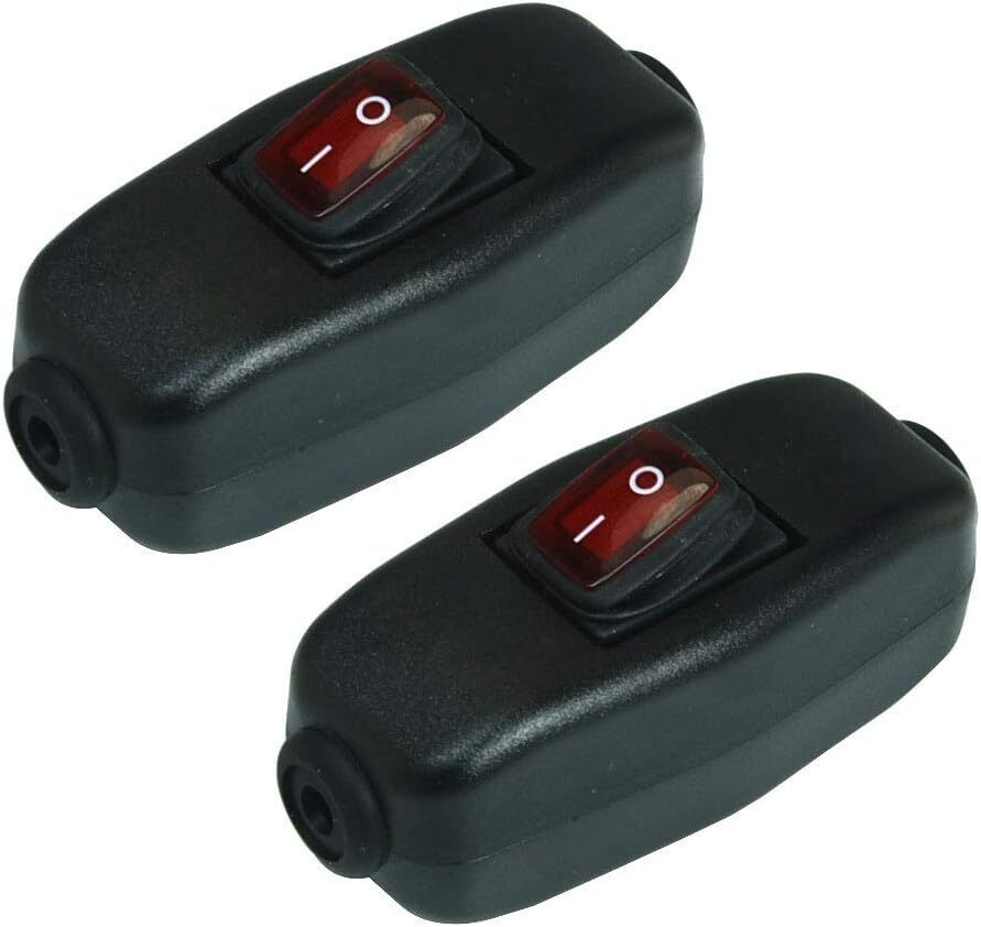 2 Pack Red LED Rocker Switch Waterproof 250V 6A DPST for Outdoor Use
