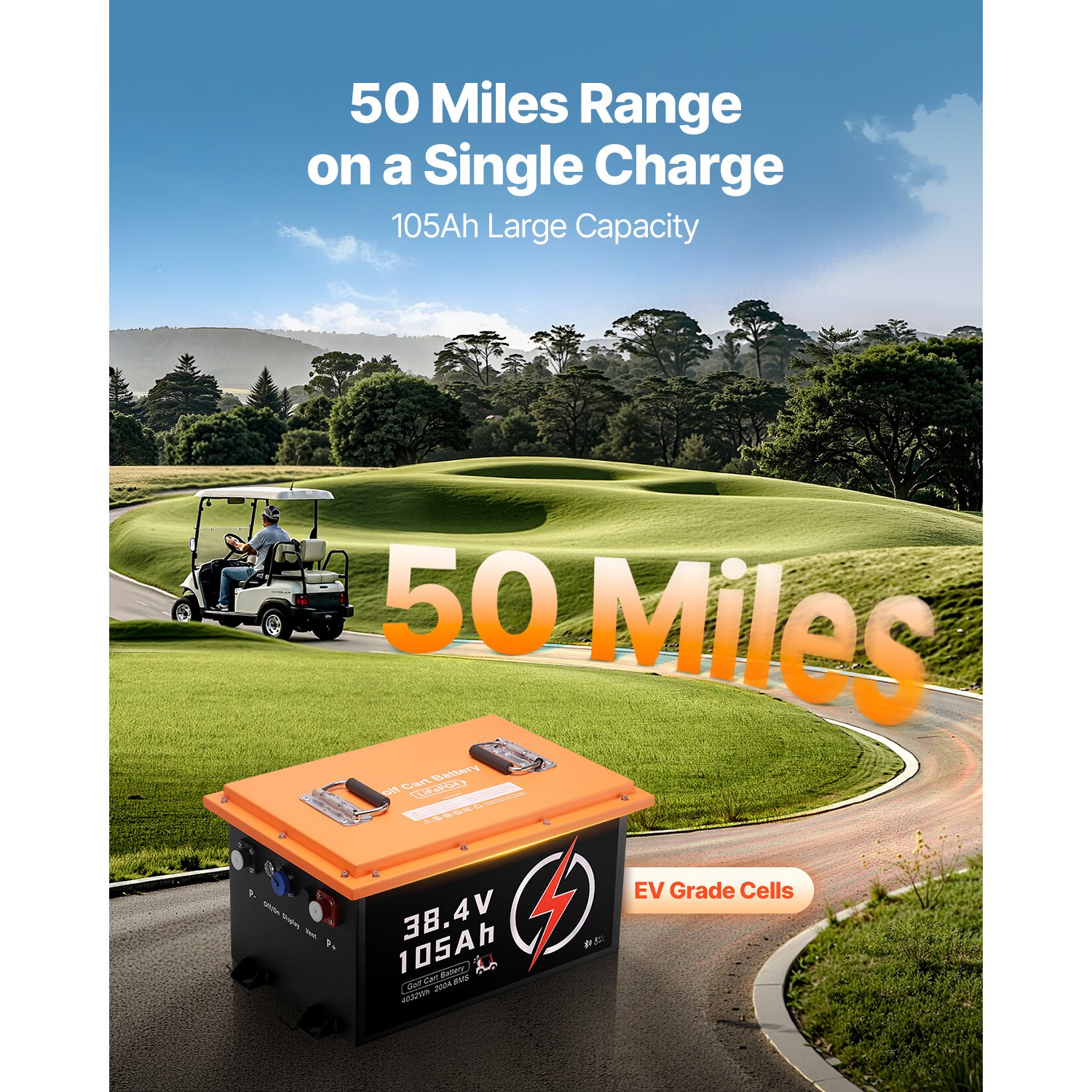 36V 105Ah Golf Cart Lithium Battery with 20A Charger and Touch Monitor