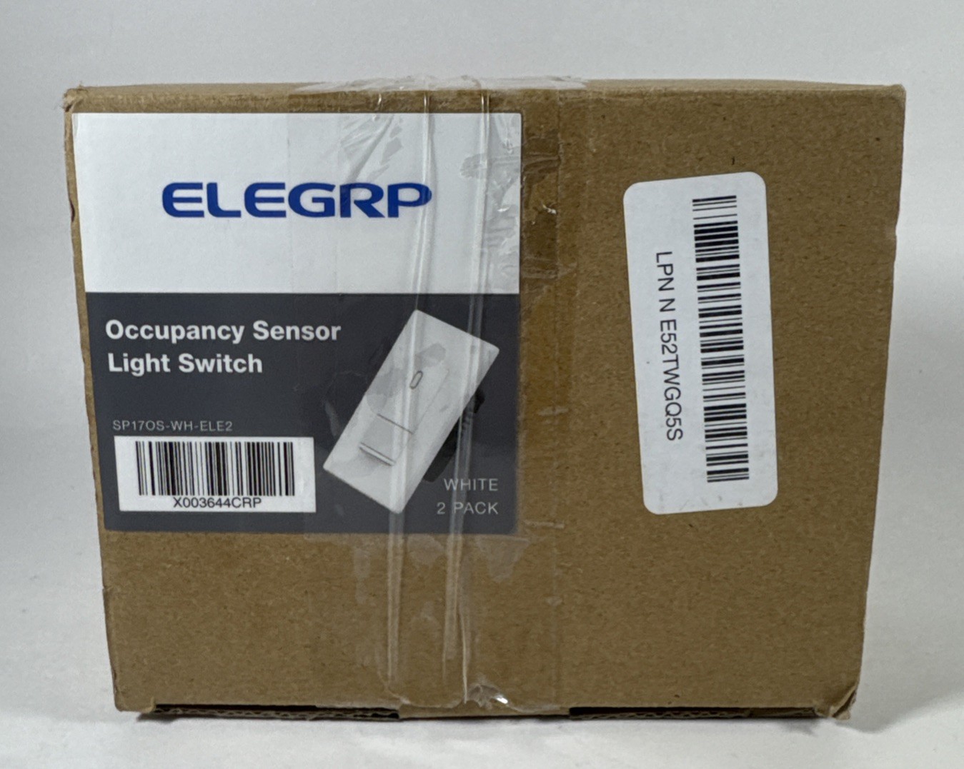 ELEGRP Single-Pole Occupancy Sensor Motion Activated Wall Switch Matte White 2Pc