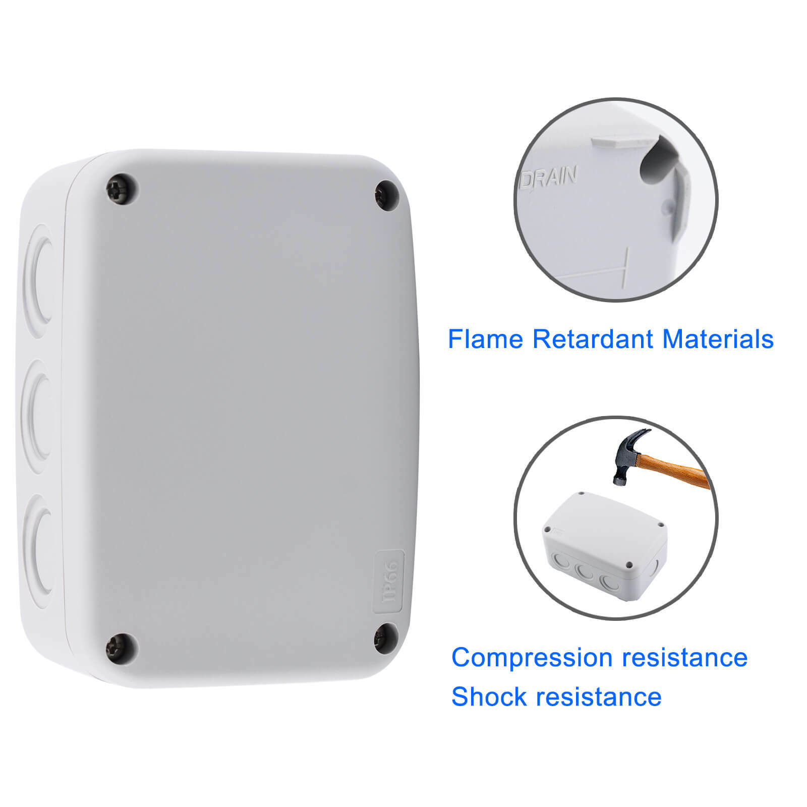 Universal Junction Box ABS Plastic Waterproof Electrical Project Enclosure White