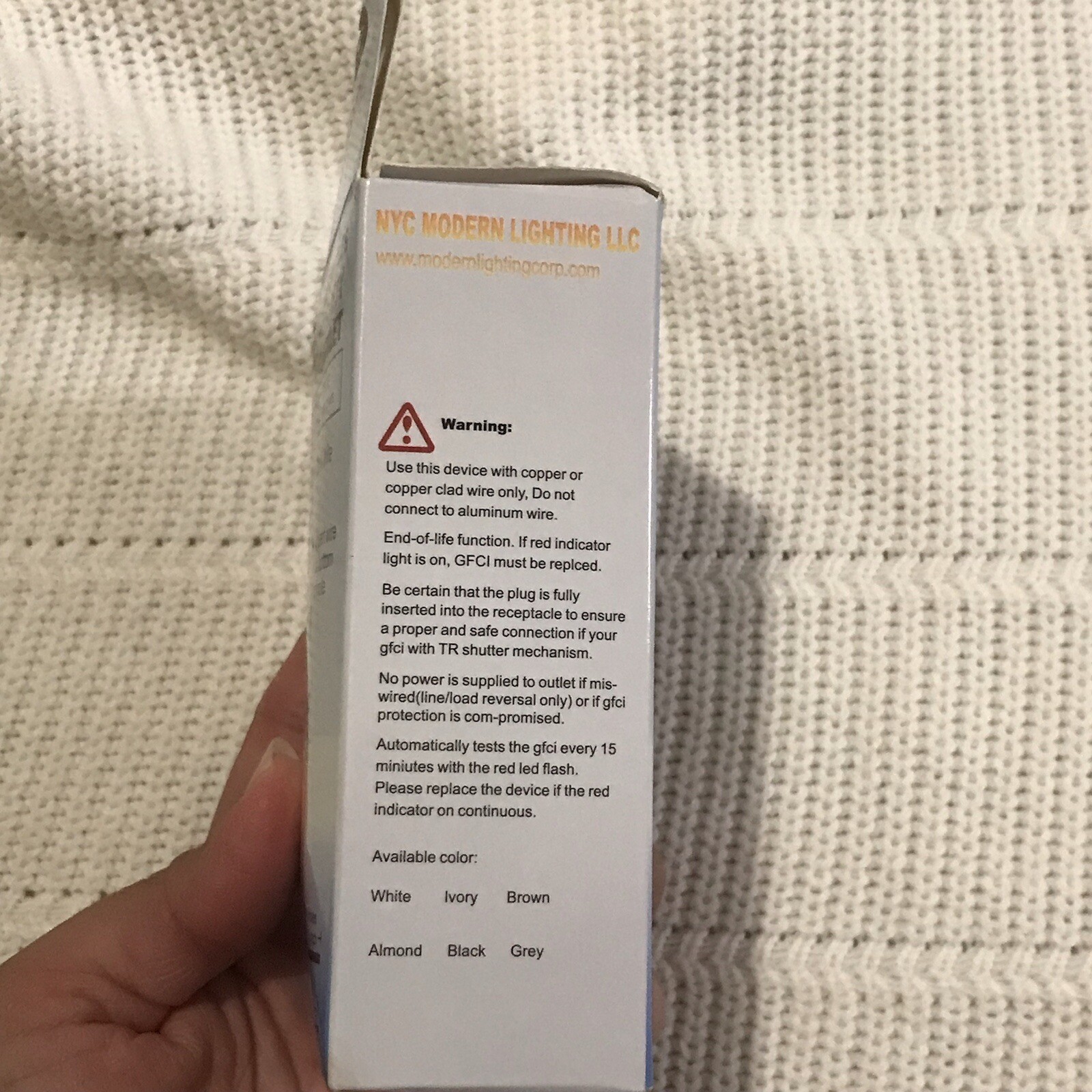 GFCI safety outlet 125v 60hz Ground Fault Circuit Interrupter | Self Testing