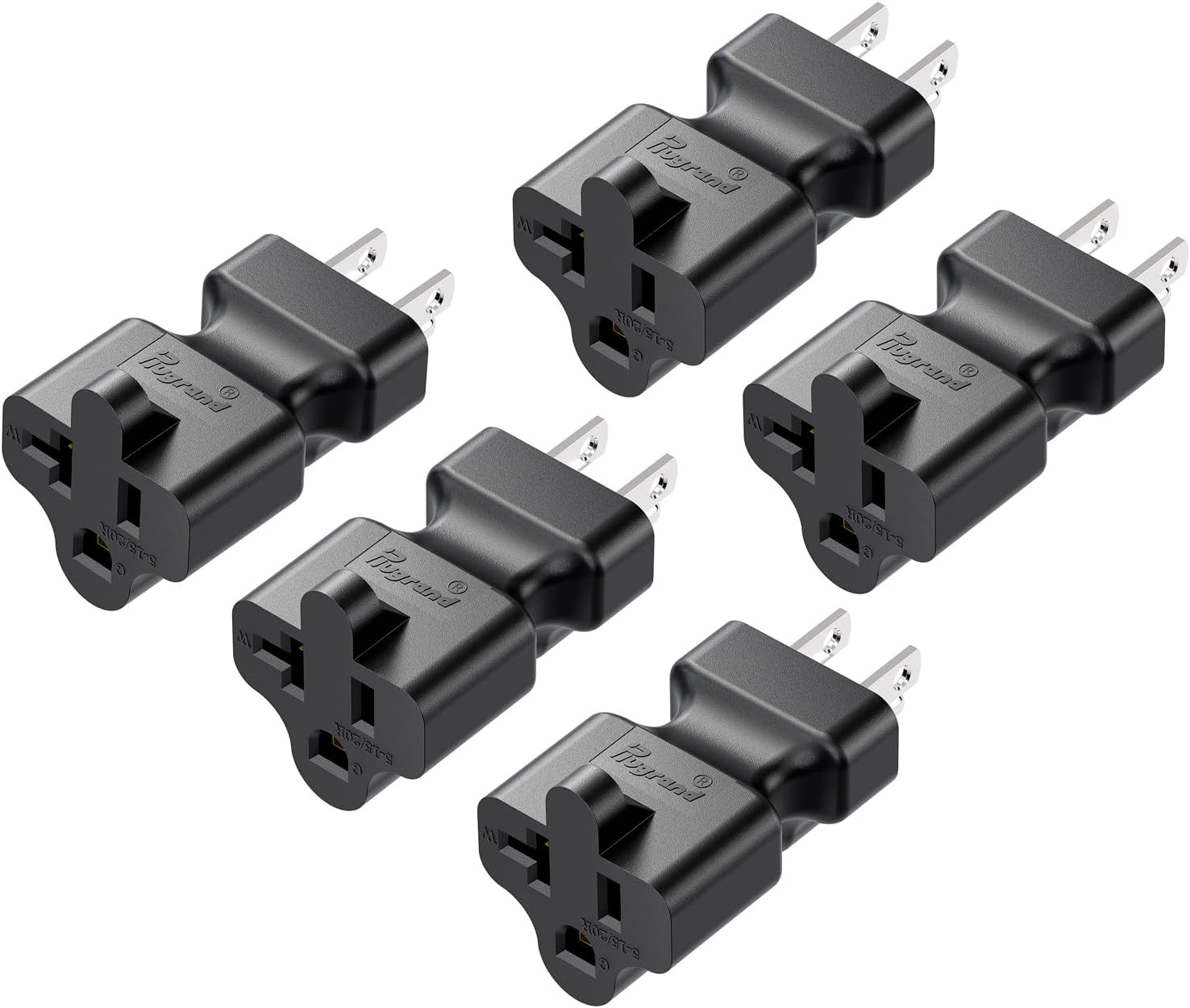 5 Pack 15 Amp Household AC Plug to 20 Amp T Blade Power Adapter Converter