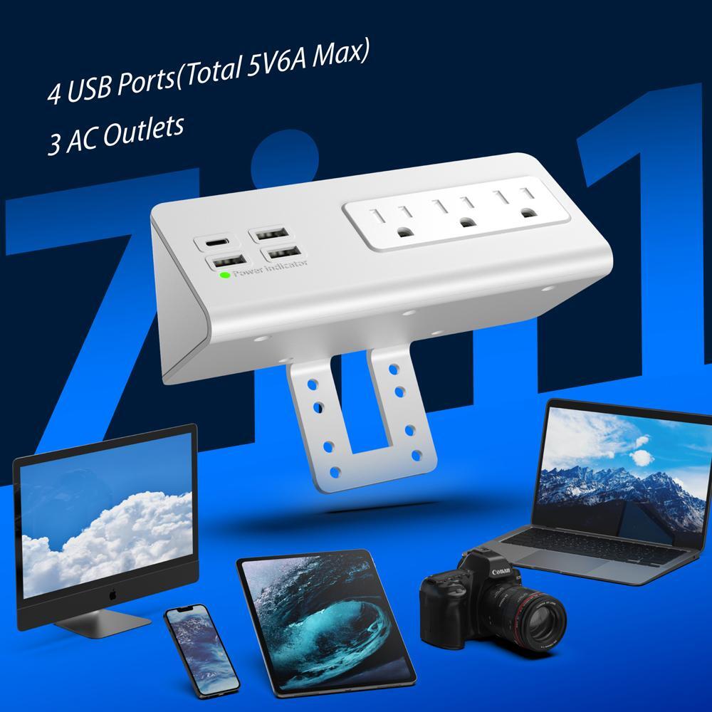 AC Power Type-C Ports Fast Charging Power Strip USB Ports Sockets Home Office