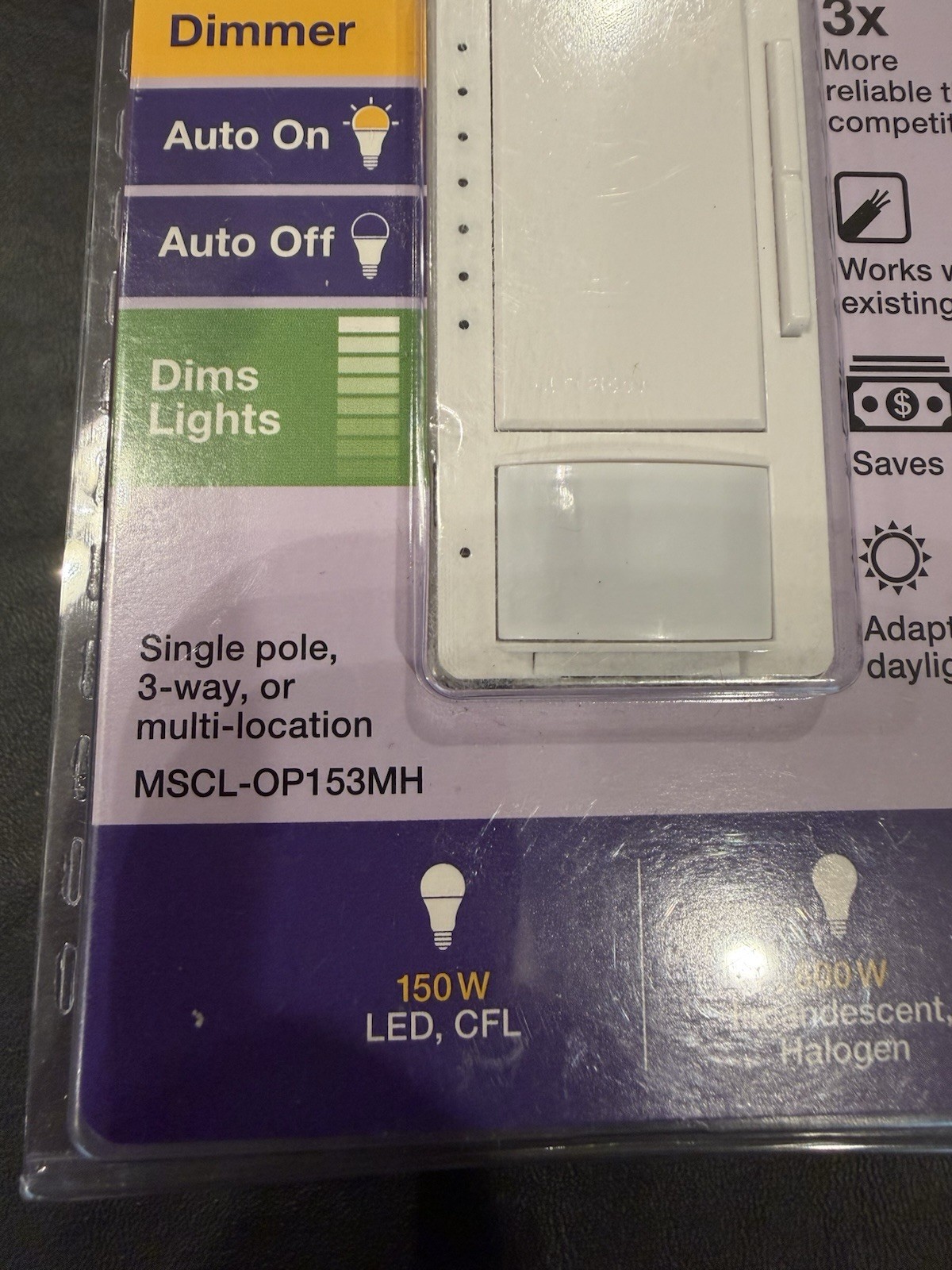Lutron MSCLOP153MHWH 120V Maestro Sensor Dimmer
