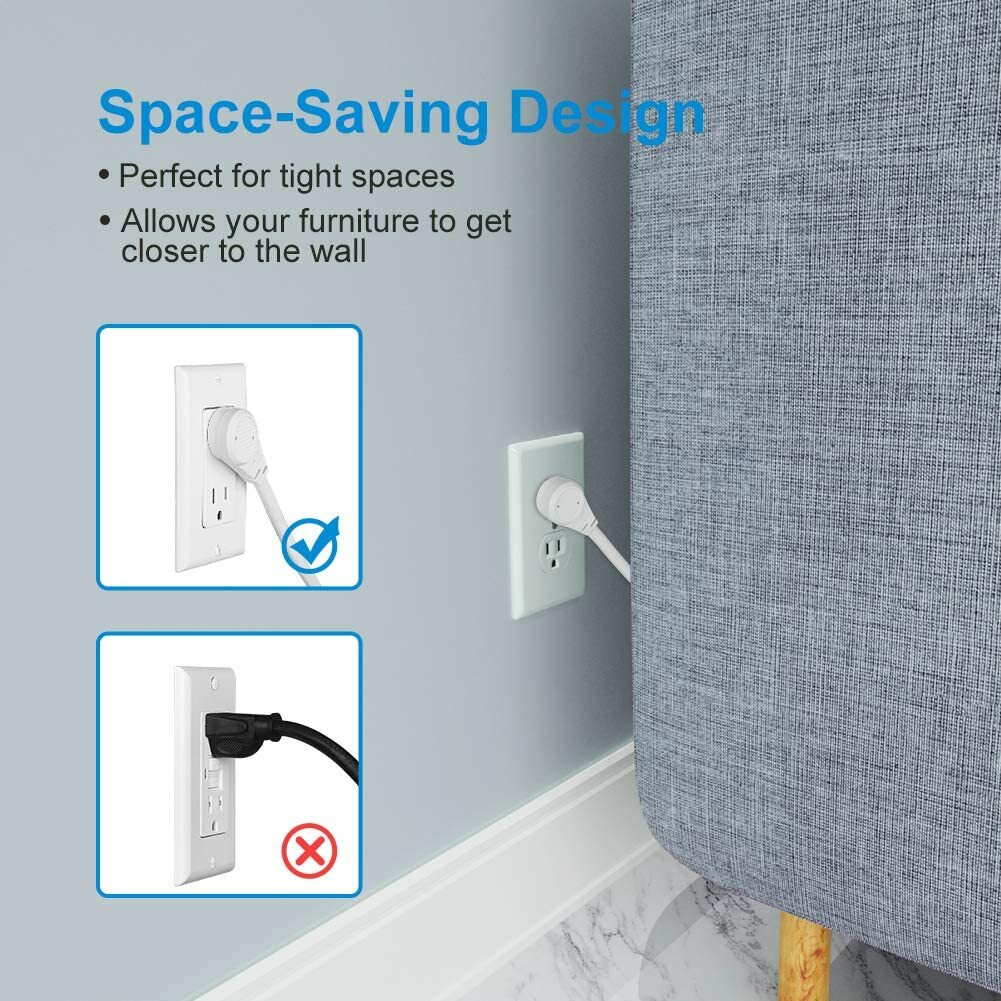 DEWENWILS Indoor Flat Plug Extension Cord 14 Gauge Heavy Duty 3 Prong 3Pack 1FT
