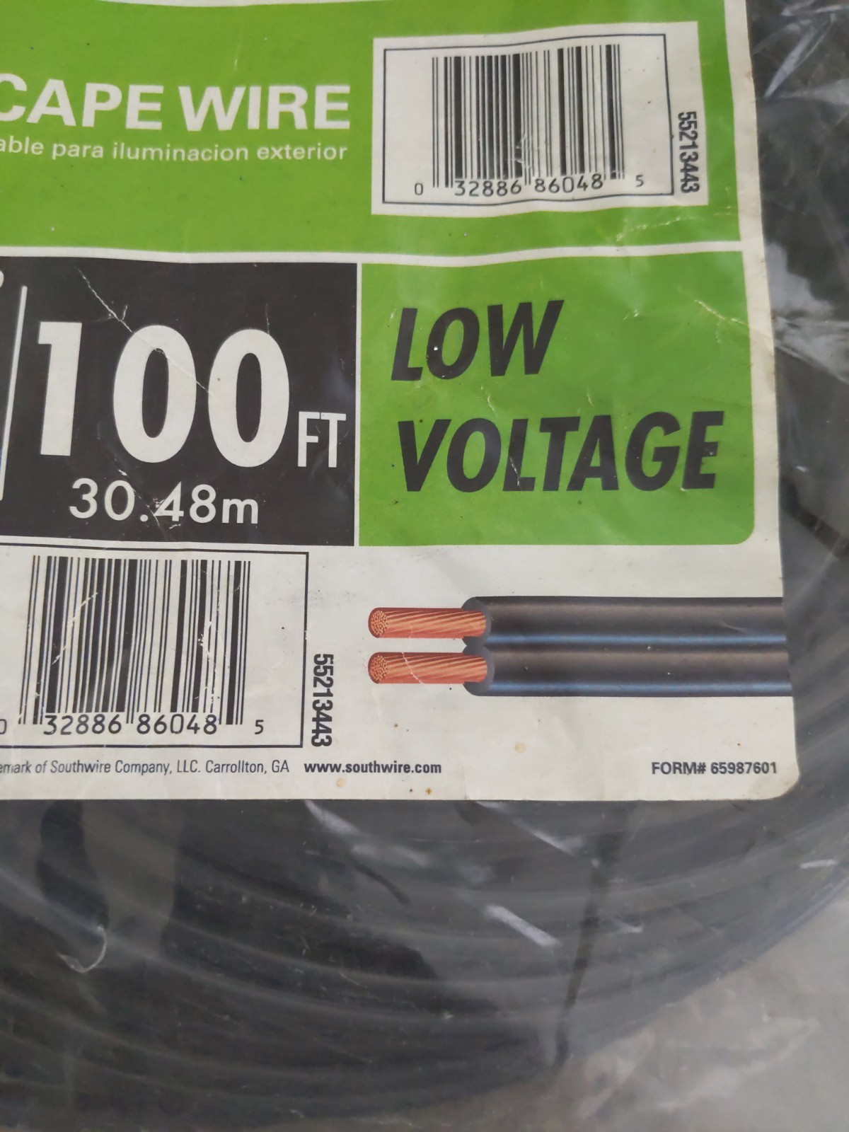 New Southwire Landscape Wire Low Voltage 12/2 Wire 100FT Black 55213443