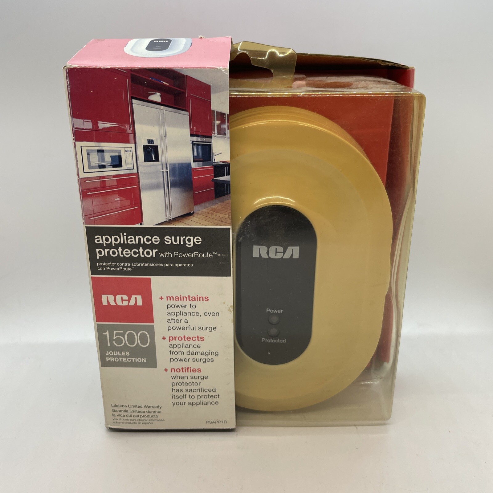 RCA PSAPP1R Appliance Surge Protector, 1500 Joule, Audible Alarm, 2 Outlet