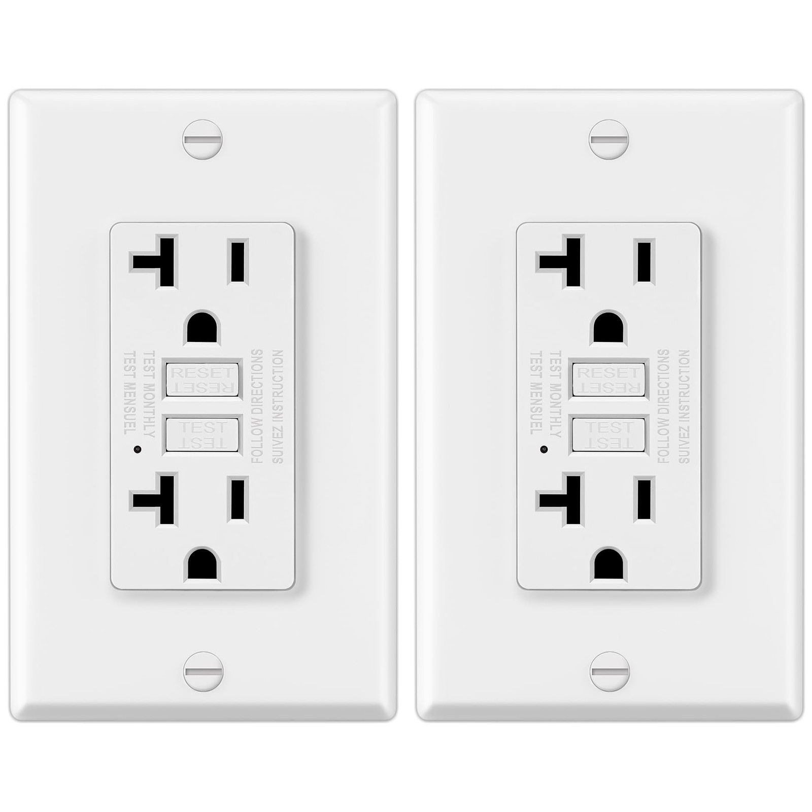 2 Pack GFCI Outlets 20 Amp, Non-Tamper Resistant, Decor GFI Receptacles with …